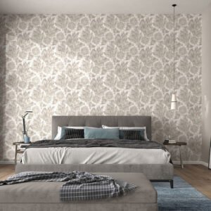 Non-woven wallpaper floral brown grey metallic 10402-37