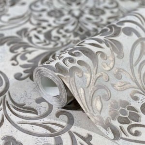 Non-woven wallpaper baroque metallic gray copper 32603