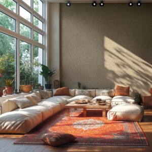 Non-woven wallpaper ethnic textile look brown grey 78204-2