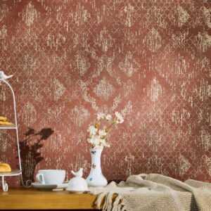 Non-woven wallpaper ornaments red gold metallic 78672-3