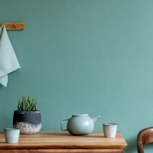 Non-woven wallpaper plain linen texture blue 82353