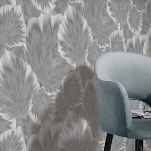 Non-woven wallpaper floral grey silver metallic 10402-10