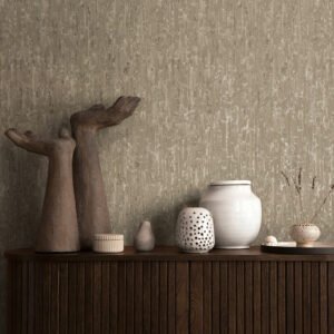 Non-woven wallpaper wood look beige grey metallic 78666-3