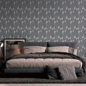 Non-woven wallpaper leaves abstract beige black 39658-3