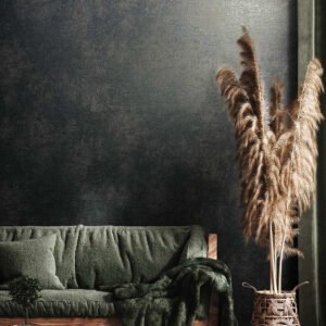 Non-woven wallpaper plain plaster texture black brown 82390