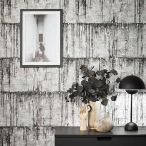 Wallpaper non-woven patina cork gray silver metallic 85748