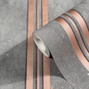 Non-Woven Wallpaper Striped Metallic gray pink 32637