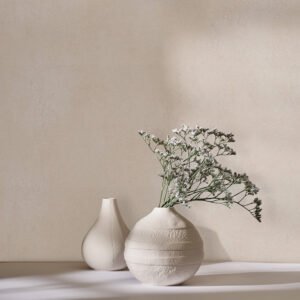 Non-woven wallpaper plaster look plain beige cream 82472