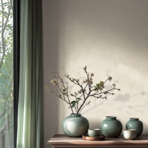 Non-woven wallpaper concrete look plain cream gloss 36924-7