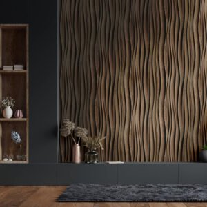Non-woven wallpaper 3D effect wood look dark brown 81668