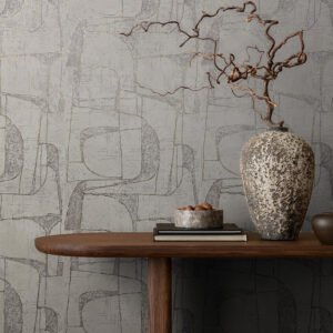 Non-woven wallpaper abstract beige grey gold metallic 82453