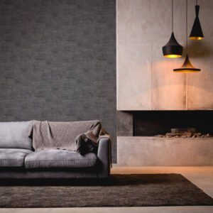 Non-woven wallpaper used look black silver metallic 39657-6