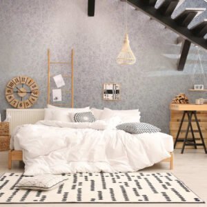 Non-Woven Wallpaper Flowers Vintage Floral Blue White 82358