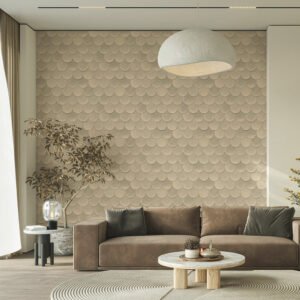 Non-woven wallpaper 3D look tiles shingles beige grey 81659