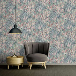 Non-woven wallpaper floral jungle blue green red 39653-2