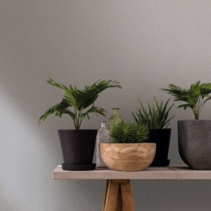 Non-Woven Wallpaper Plain Linen texture Lilac grey 82349