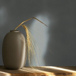 Non-woven wallpaper plain linen texture grey 82350