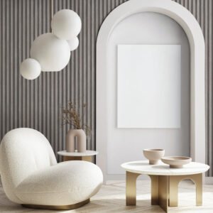 Non-woven wallpaper wall panels look grey brown 81695
