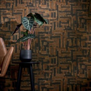 Non-woven wallpaper ethnic textile look black brown 78204-6