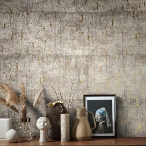 Wallpaper non-woven patina cork grave gold metallic 85747