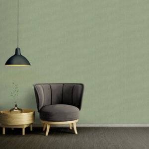 Non-woven wallpaper plain linen look green 39652-1