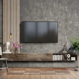 Wallpaper non-woven plaster look metallic gray antique pink