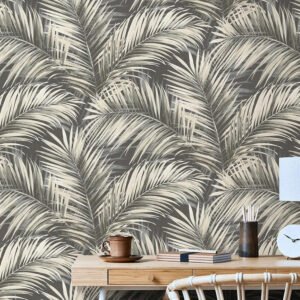 Non-woven wallpaper Tropical Dark Grey Cream 10531-15