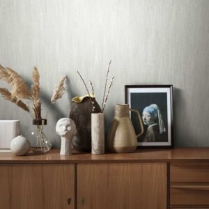 Wallpaper non-woven Uni patina white-gray silver metallic 85758