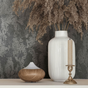 Non-woven wallpaper plain shabby black gloss 35130