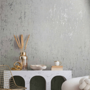 Non-woven wallpaper plaster look light grey silver 35144