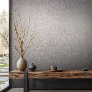 Non-woven wallpaper floral grey copper metallic 35534