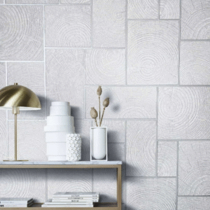 Wallpaper non-woven wood tiles gray white silver 85746