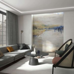 Non-woven wallpaper art abstract grey beige 35499