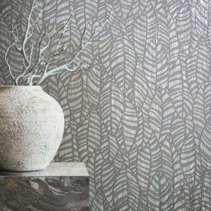 Non-woven wallpaper 32974 leaves grey silver Marburg
