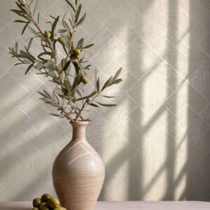Non-woven wallpaper wood look tiles cream pearl shine 35509
