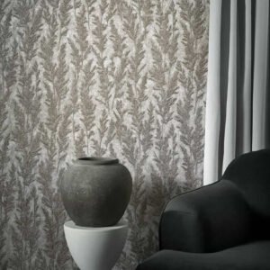Wallpaper non-woven grass plants silver beige metallic 85733