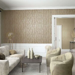 Wallpaper non-woven Uni patina beige gold Metallic 85755