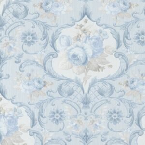 Wallpaper non-woven tendrils light blue metallic 58267