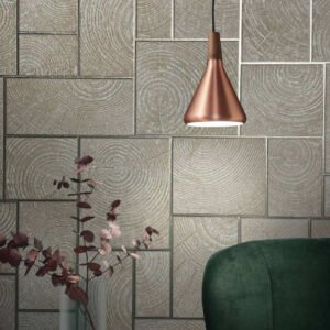 Wallpaper non-woven tiles wood tiles beige silver 85745