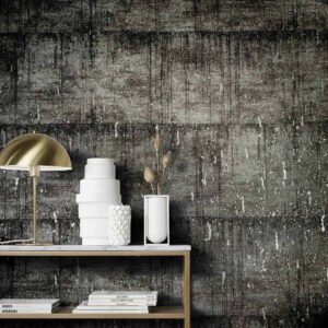 Wallpaper non-woven patina cork black silver metallic 85749
