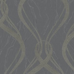 Wallpaper non-woven graphic lines anthracite metallic 58231