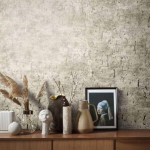 Wallpaper non-woven mottles texture brown-beige metallic 85765