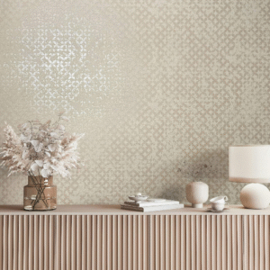 Non-woven wallpaper circles cream beige metallic 35117