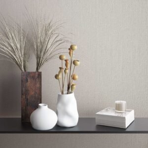 Non-woven wallpaper plain texture light grey 82380