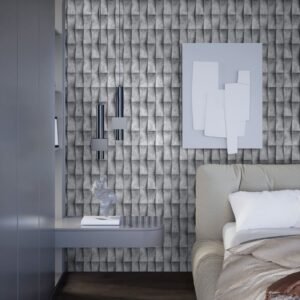 Non-woven wallpaper 3D effect plaster look grey 81649